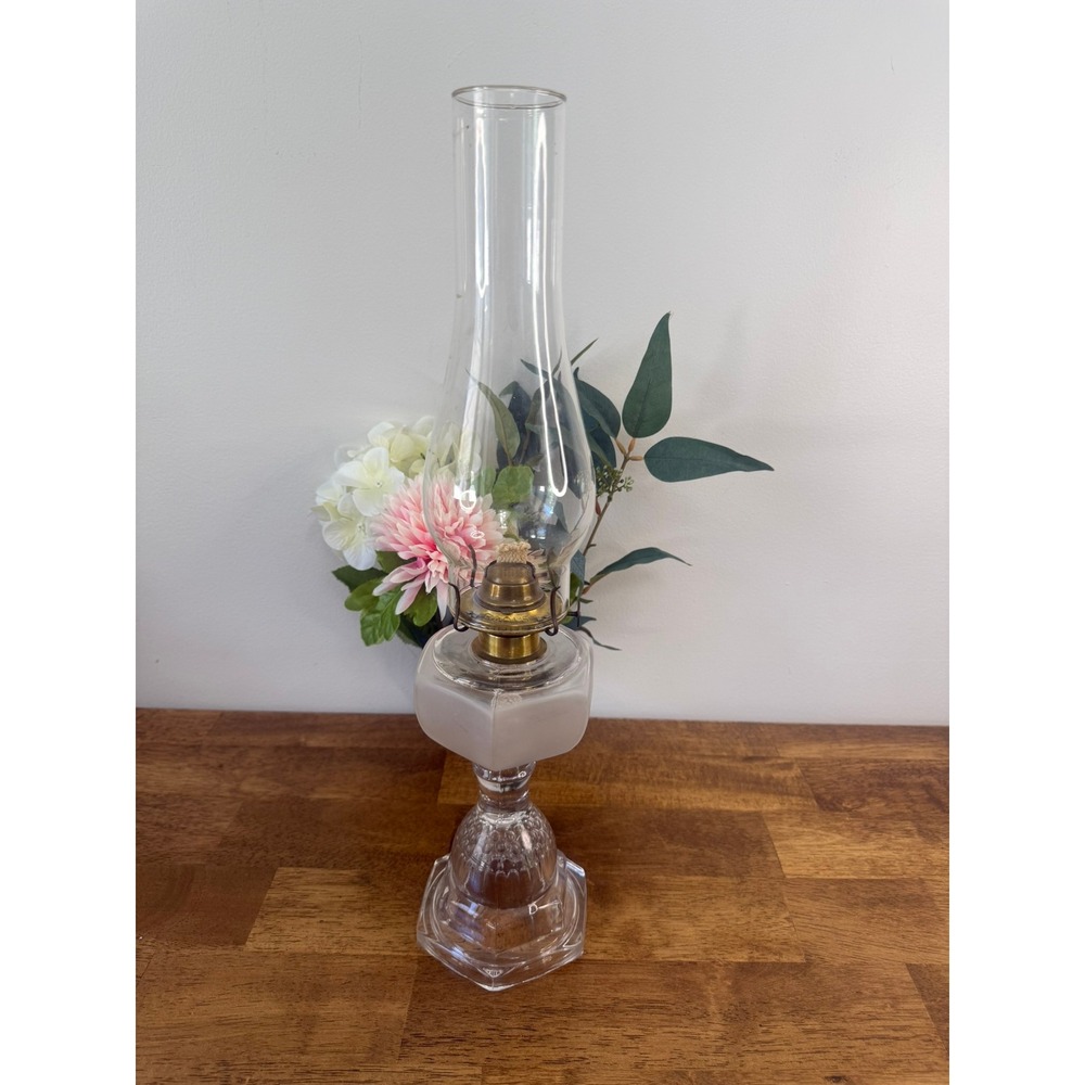 Antique Uranium Glass Oil Lamp Frosted Satin Glass Kerosene Lamp Victorian Glow